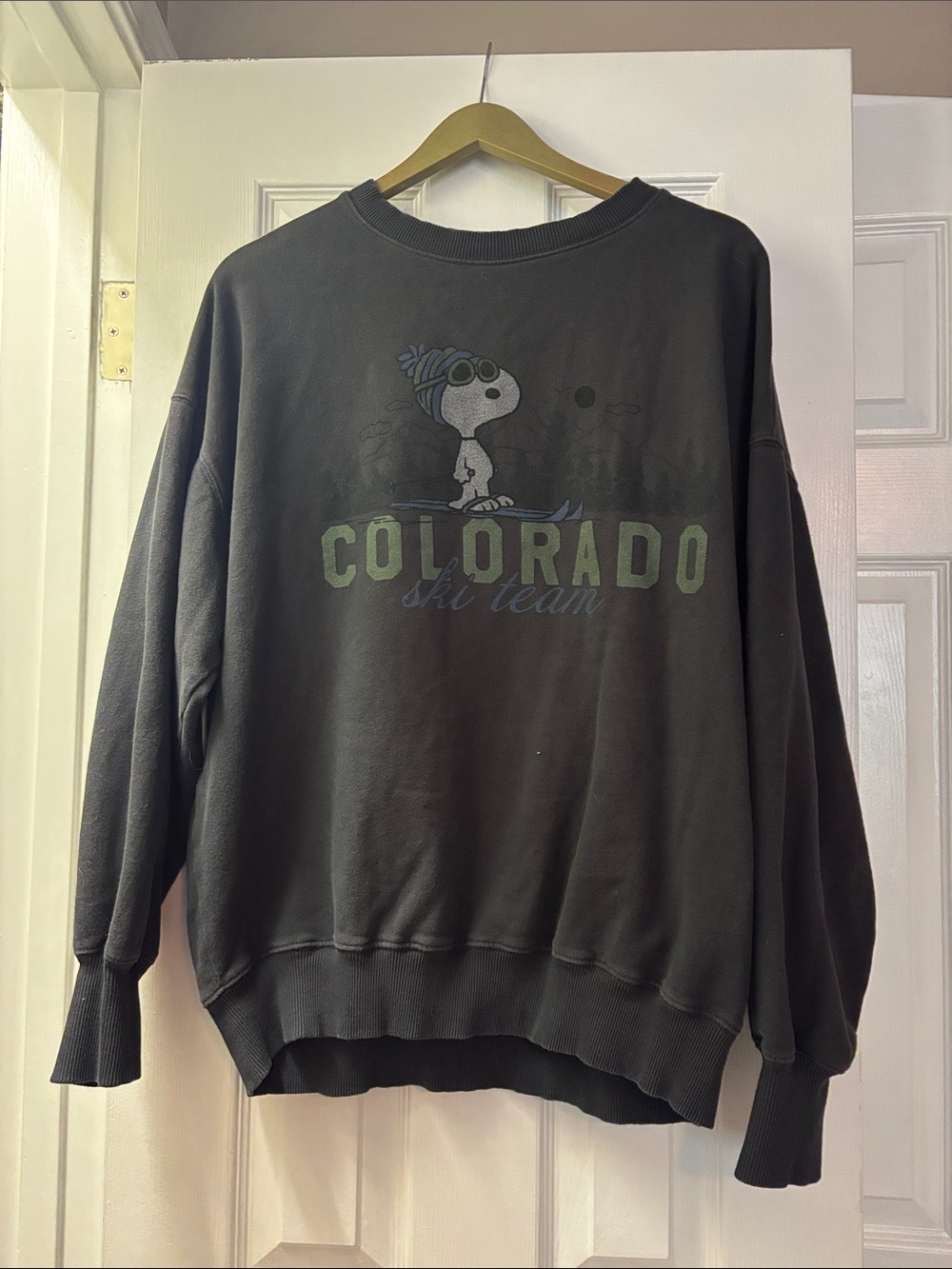 American Eagle Oversized Colorado Ski Team Graphic Sweatshirt - Black